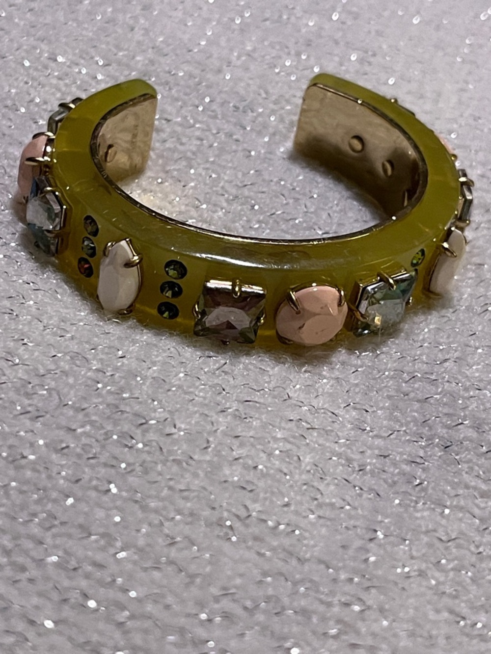 J. Crew Light Green Resin Jeweled Cuff Bracelet
